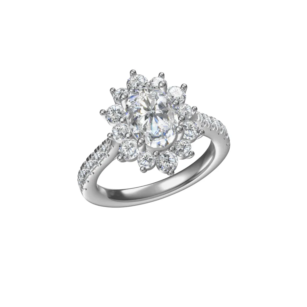 Flower shape silver diamond ring