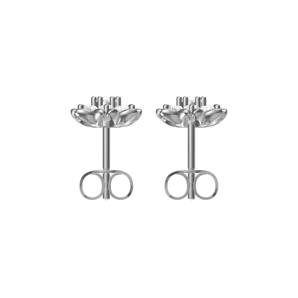 Beautiful flower silver stud earrings