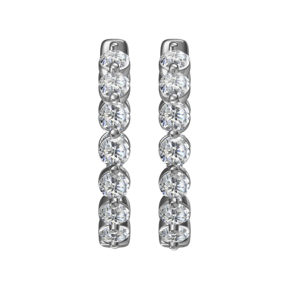 Double string silver hoop earrings