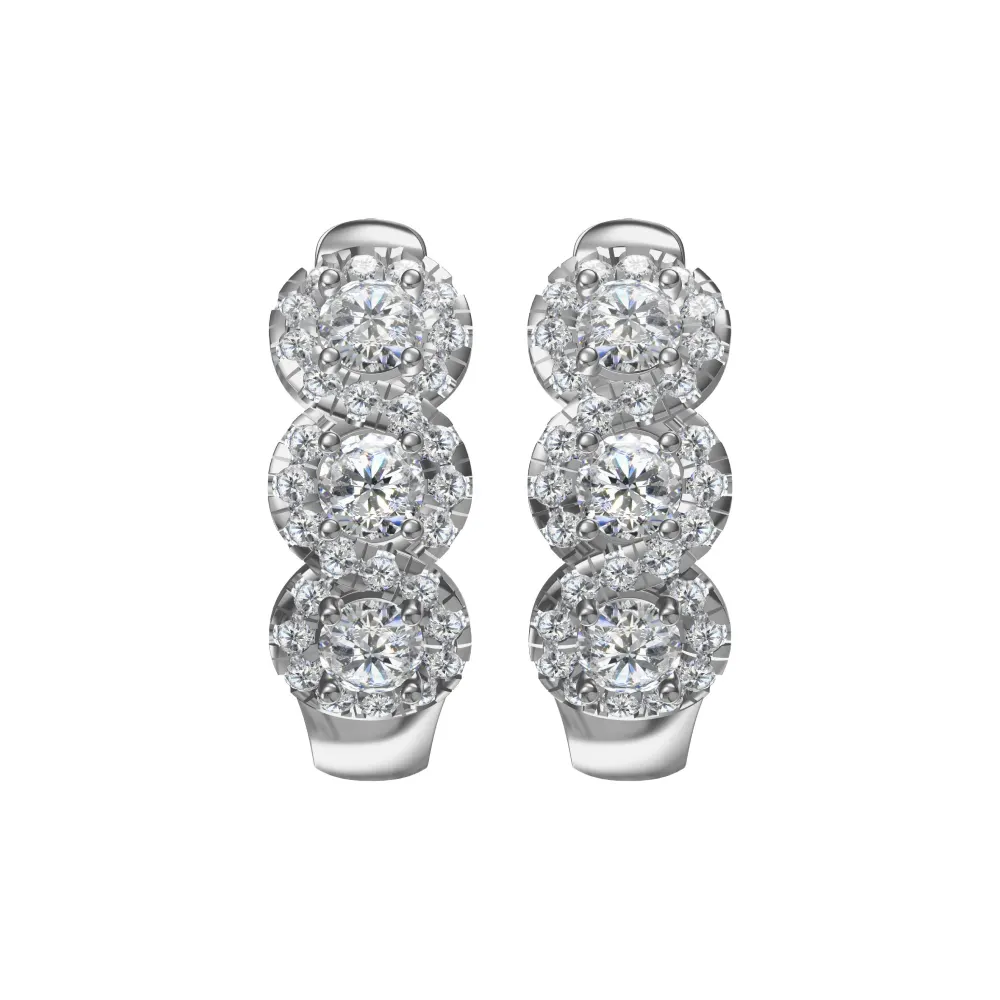 Beautiful flower silver hoop earrings