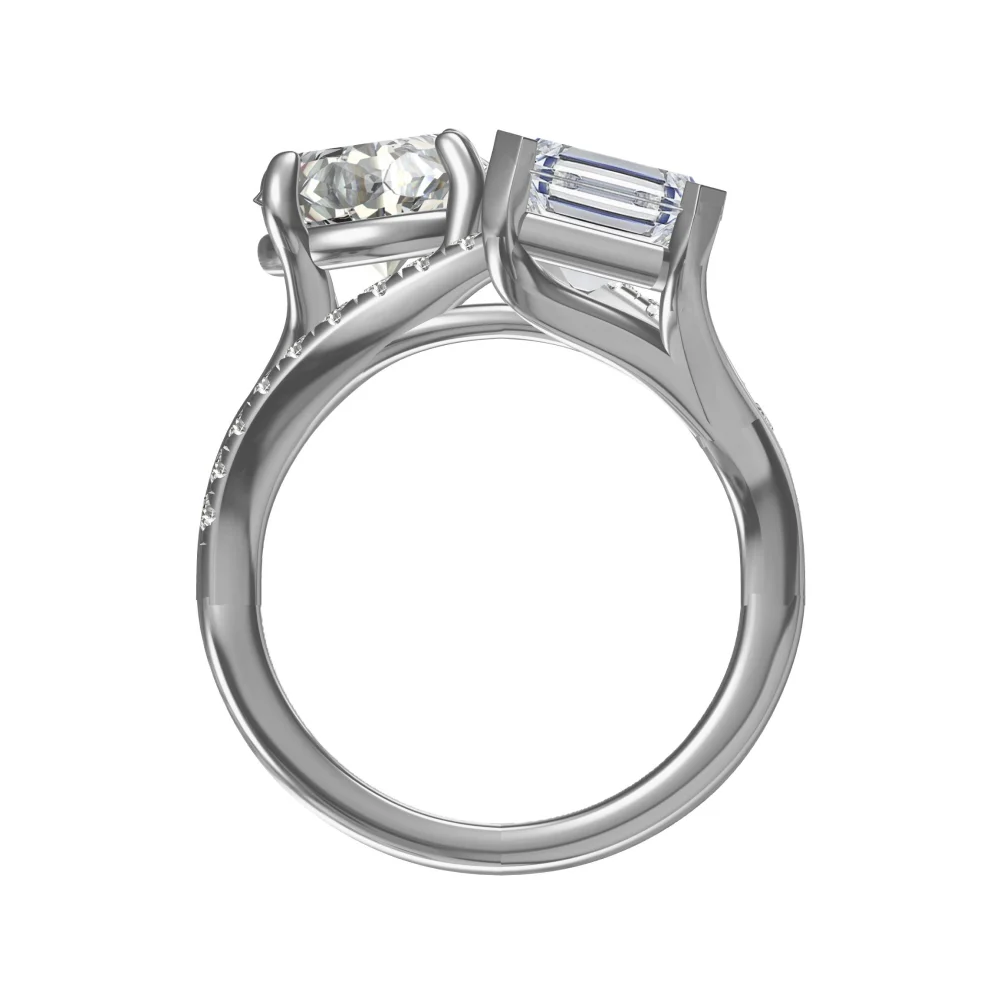 Duo love-charm silver ring
