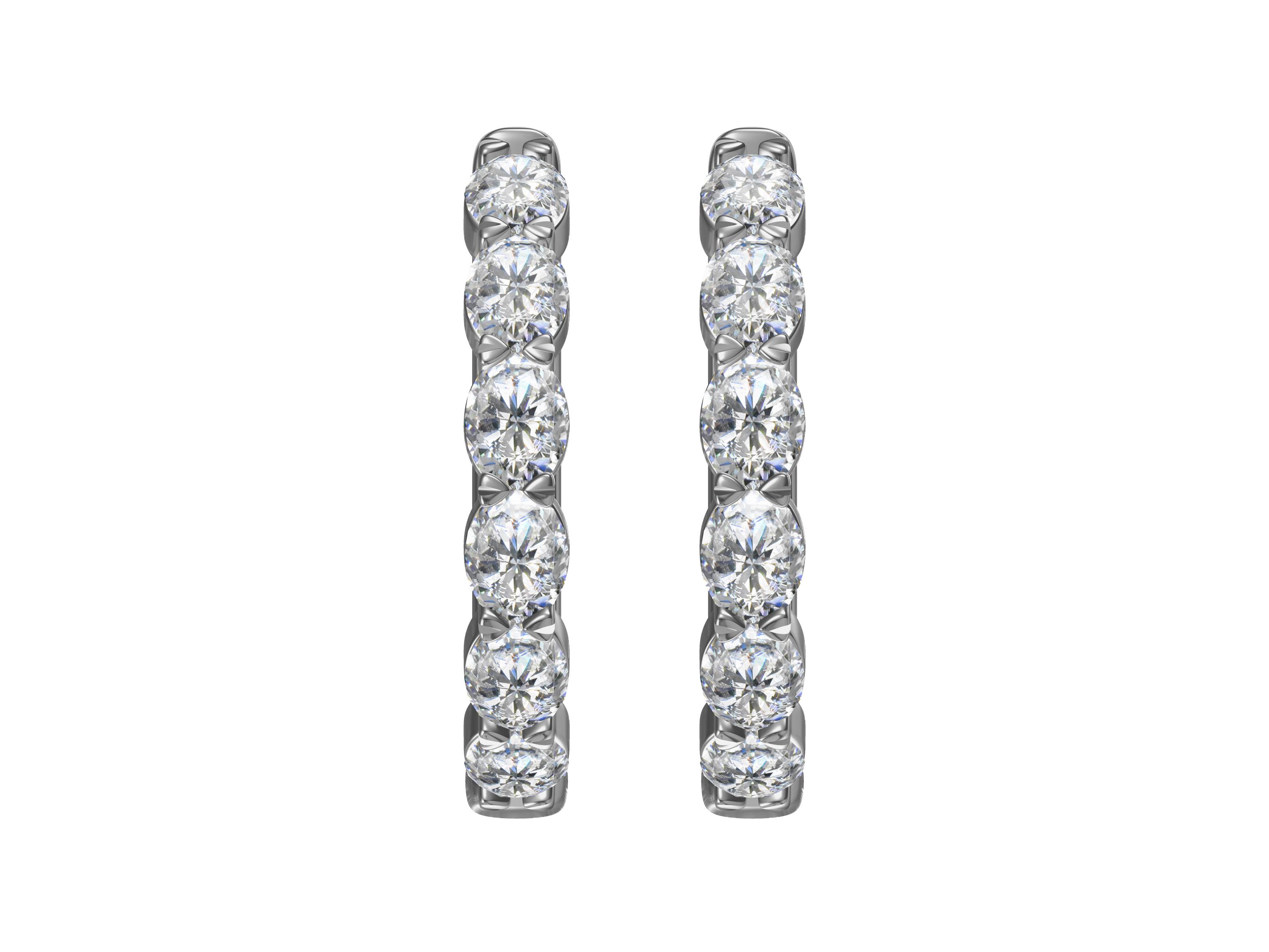 Silver diamond hoop earrings