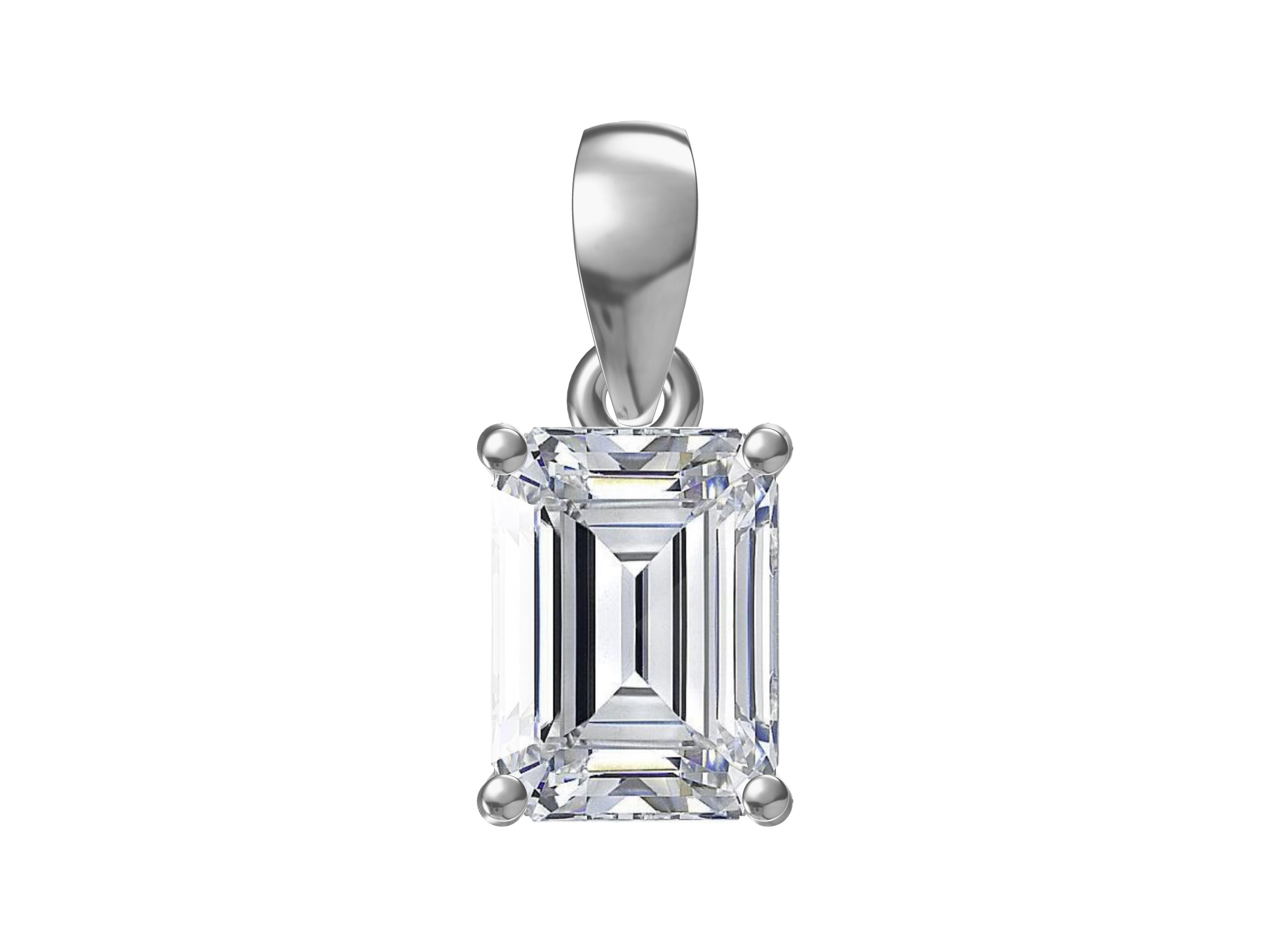 Emerald solitaire silver pendant