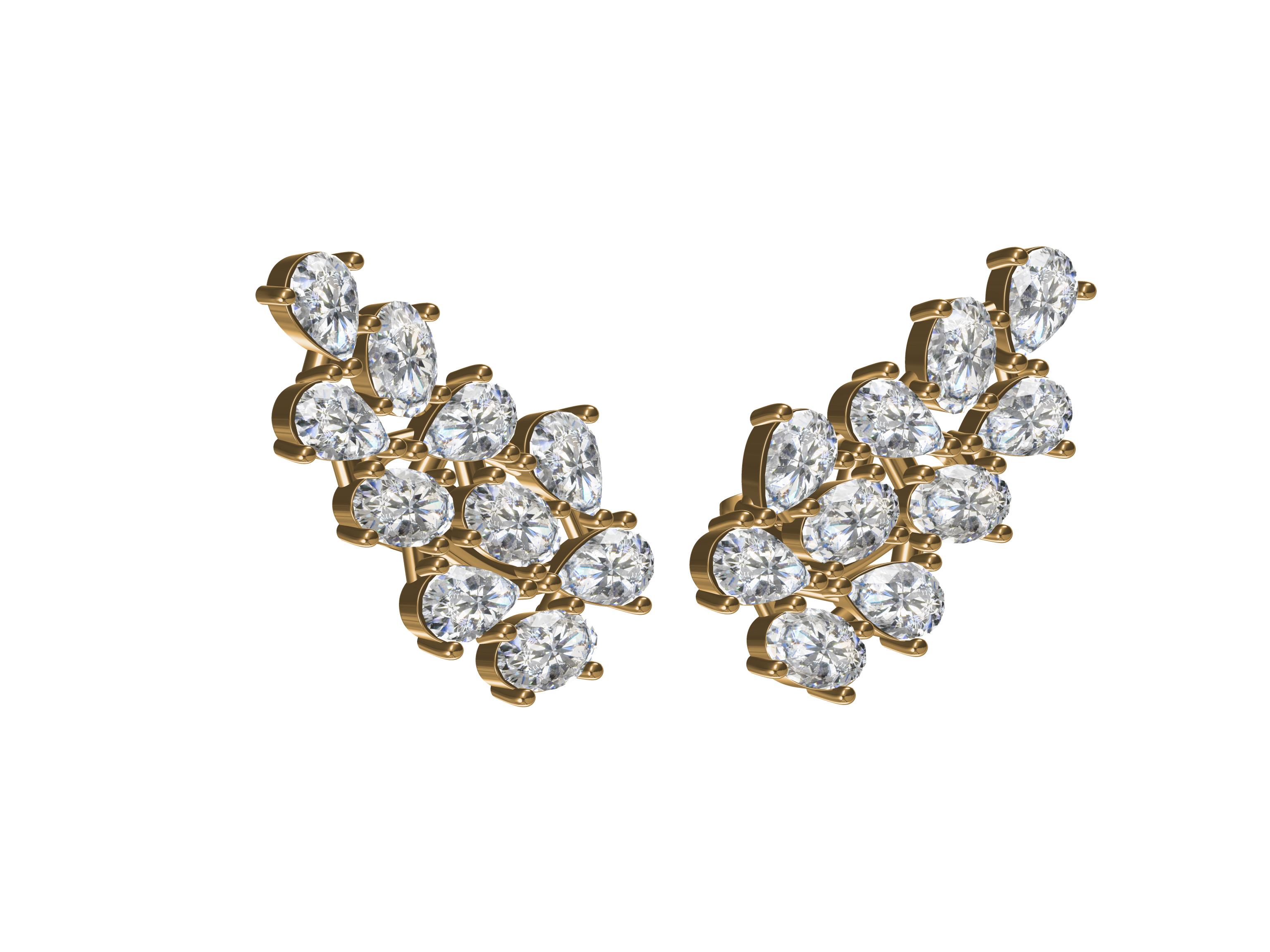 Pear and Oval Shape Diamond Earrings