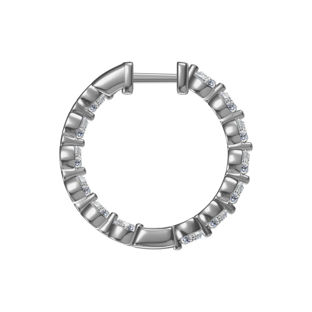 Double string silver hoop earrings