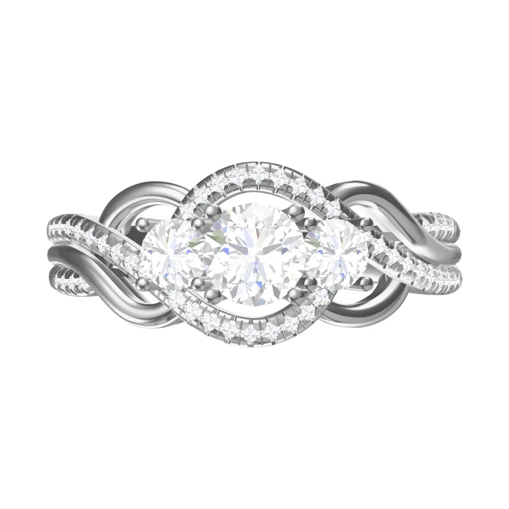 Trio with twist silver ring