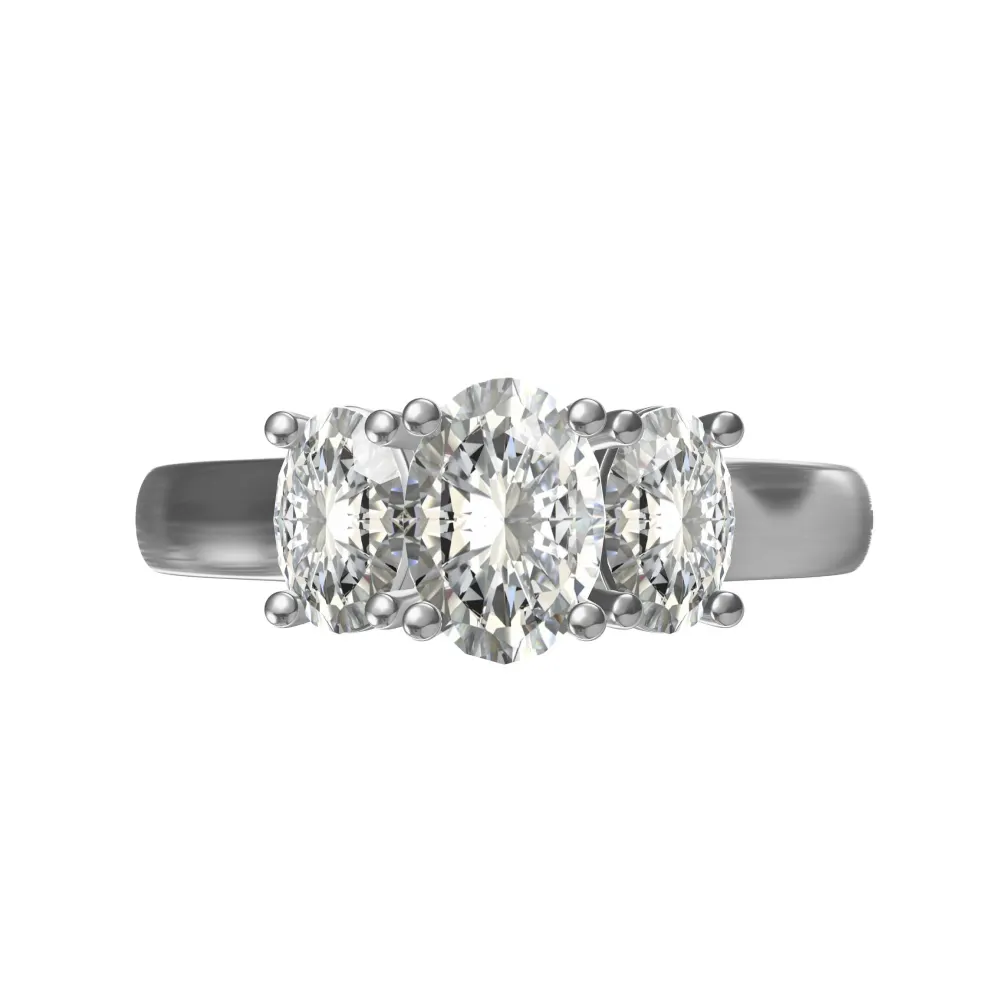 Trio silver diamond ring