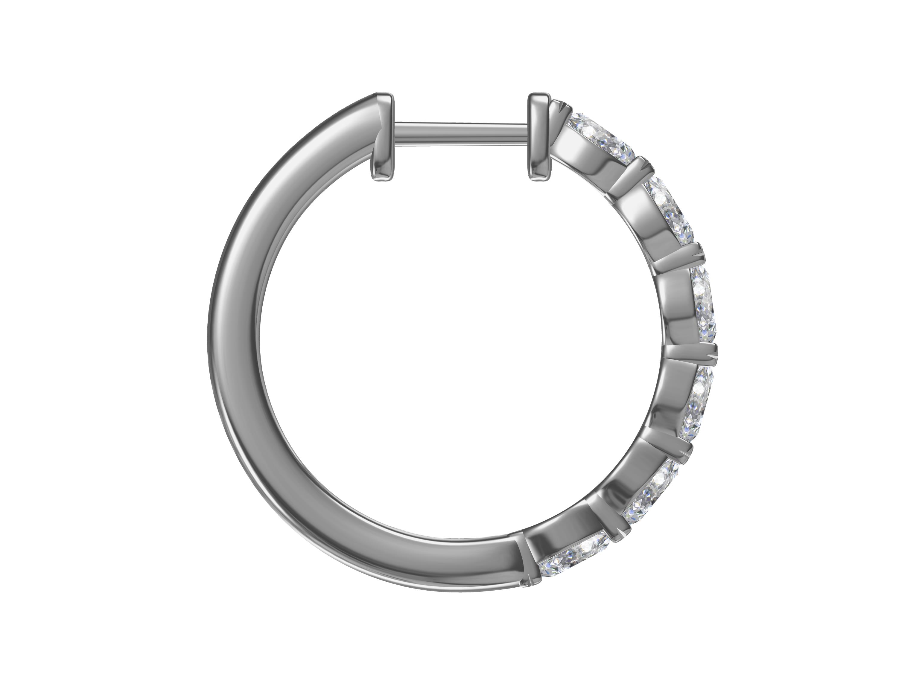 Silver diamond hoop earrings
