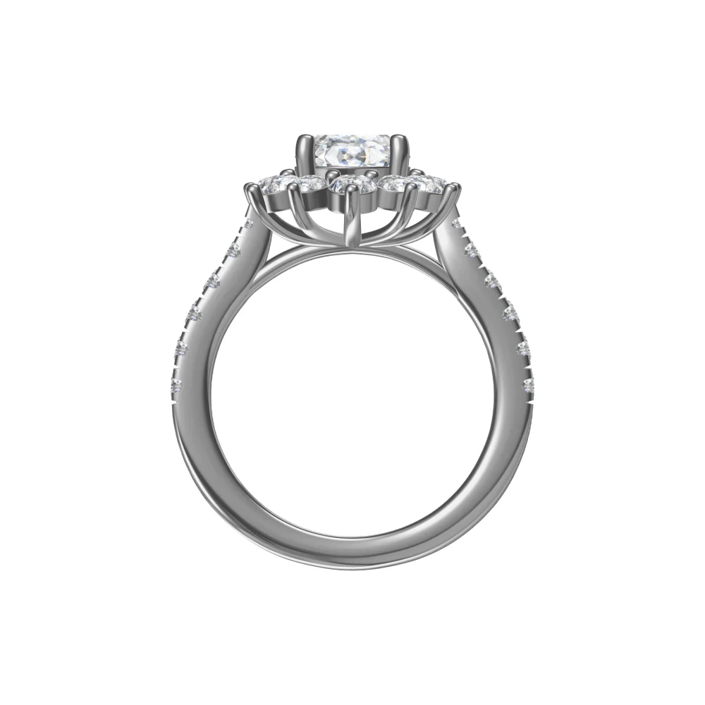 Flower shape silver diamond ring
