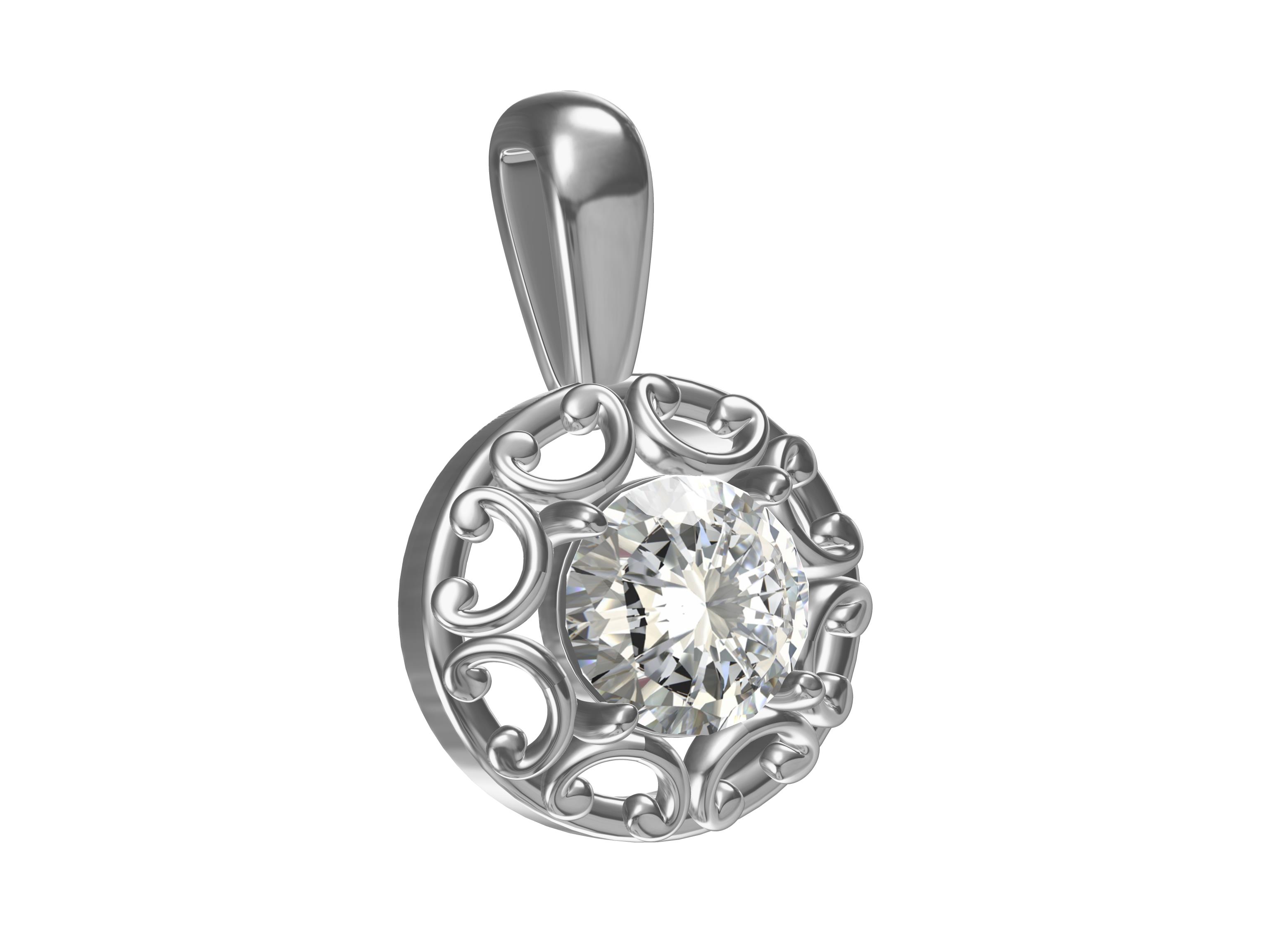 Solitaire with minimal design silver pendant