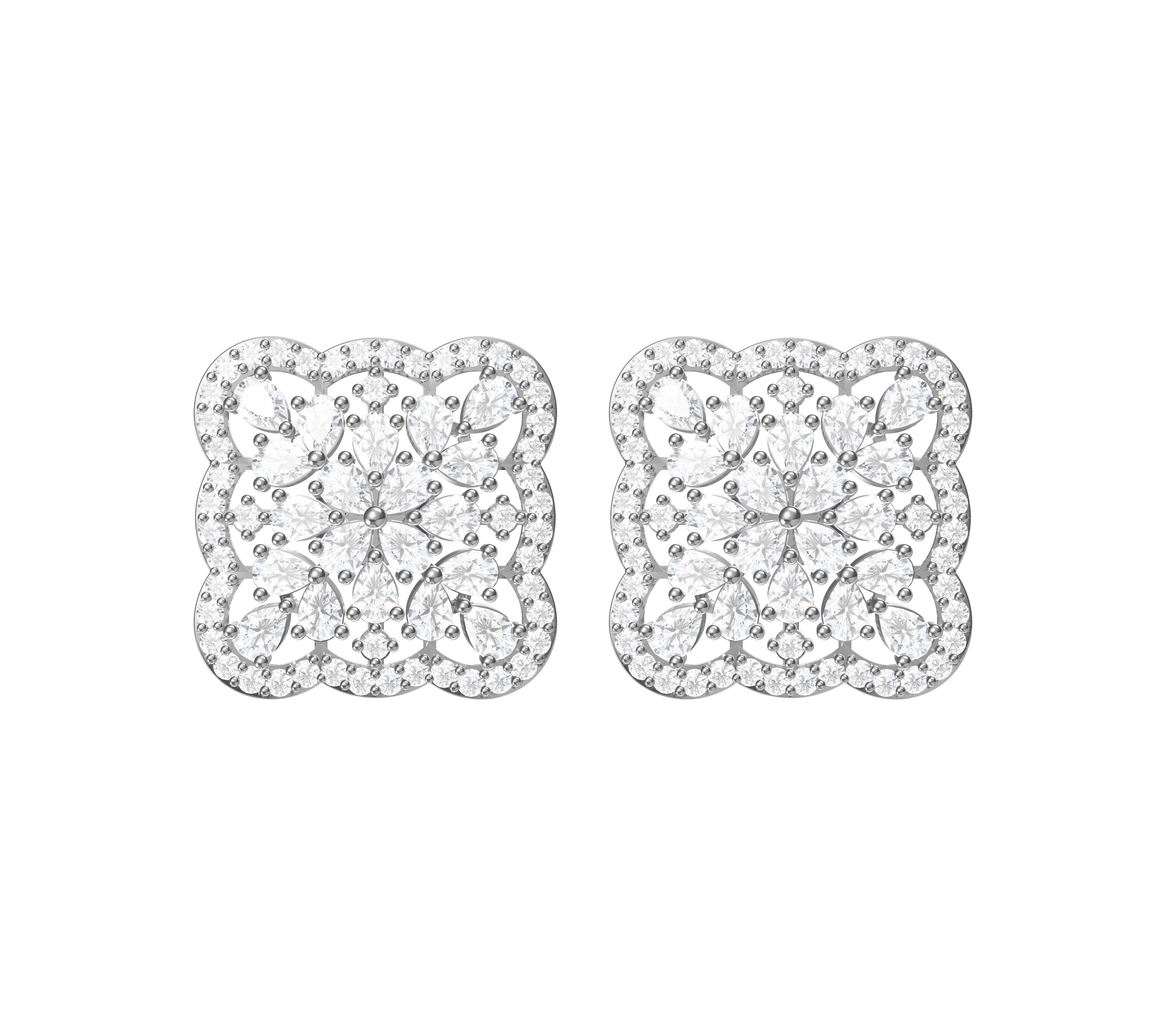 Beautiful Kolam style Diamond Stud Earrings