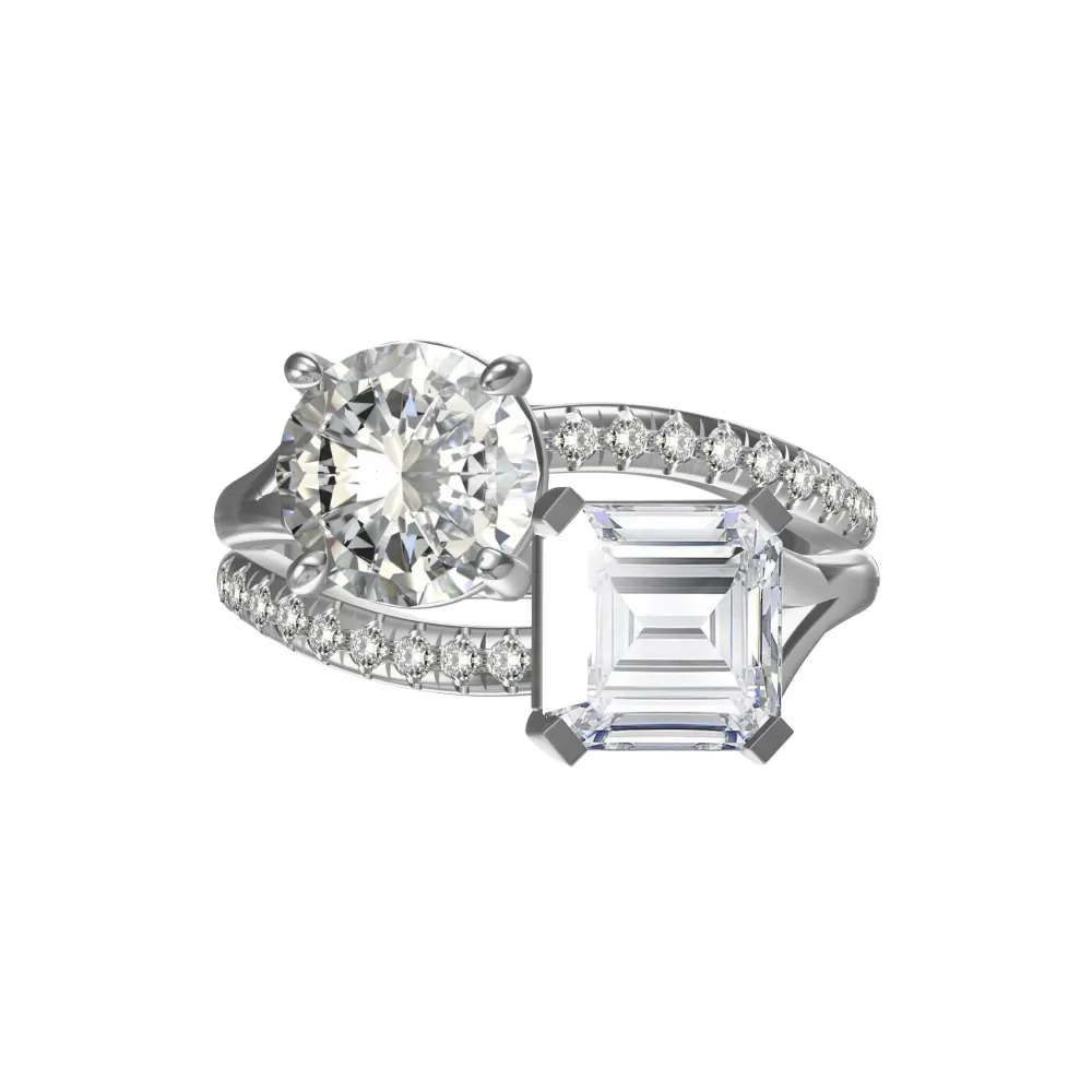 Duo love-charm silver ring