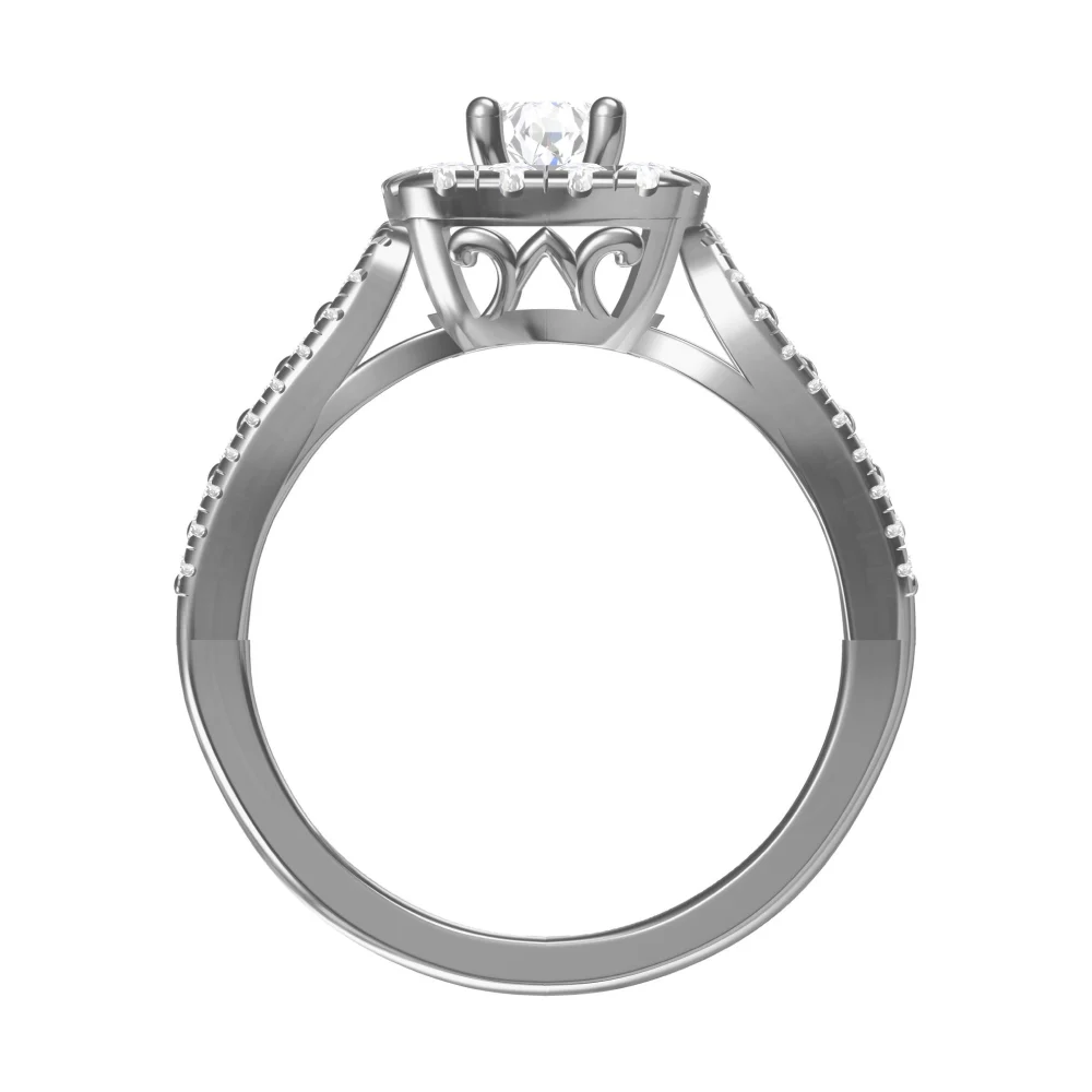 Round shape silver diamond ring