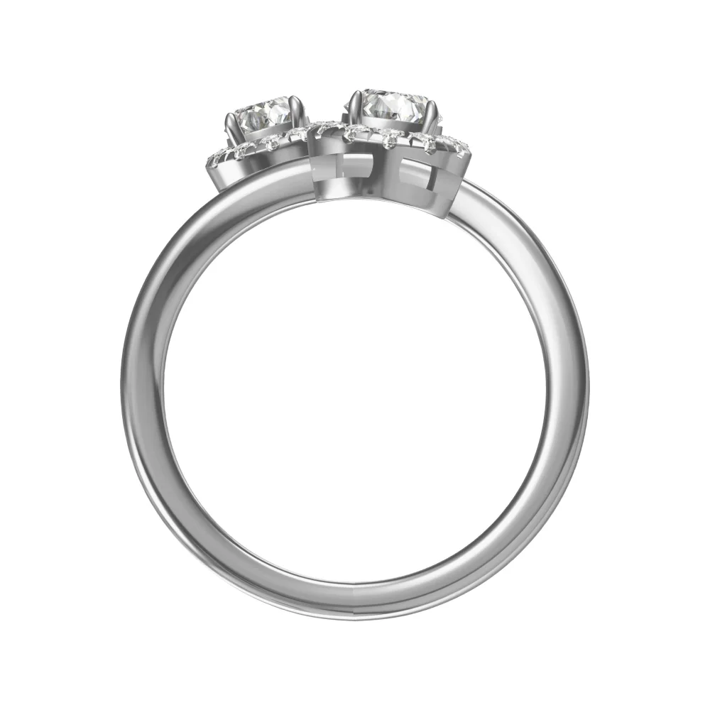 Yin-yang diamond silver ring