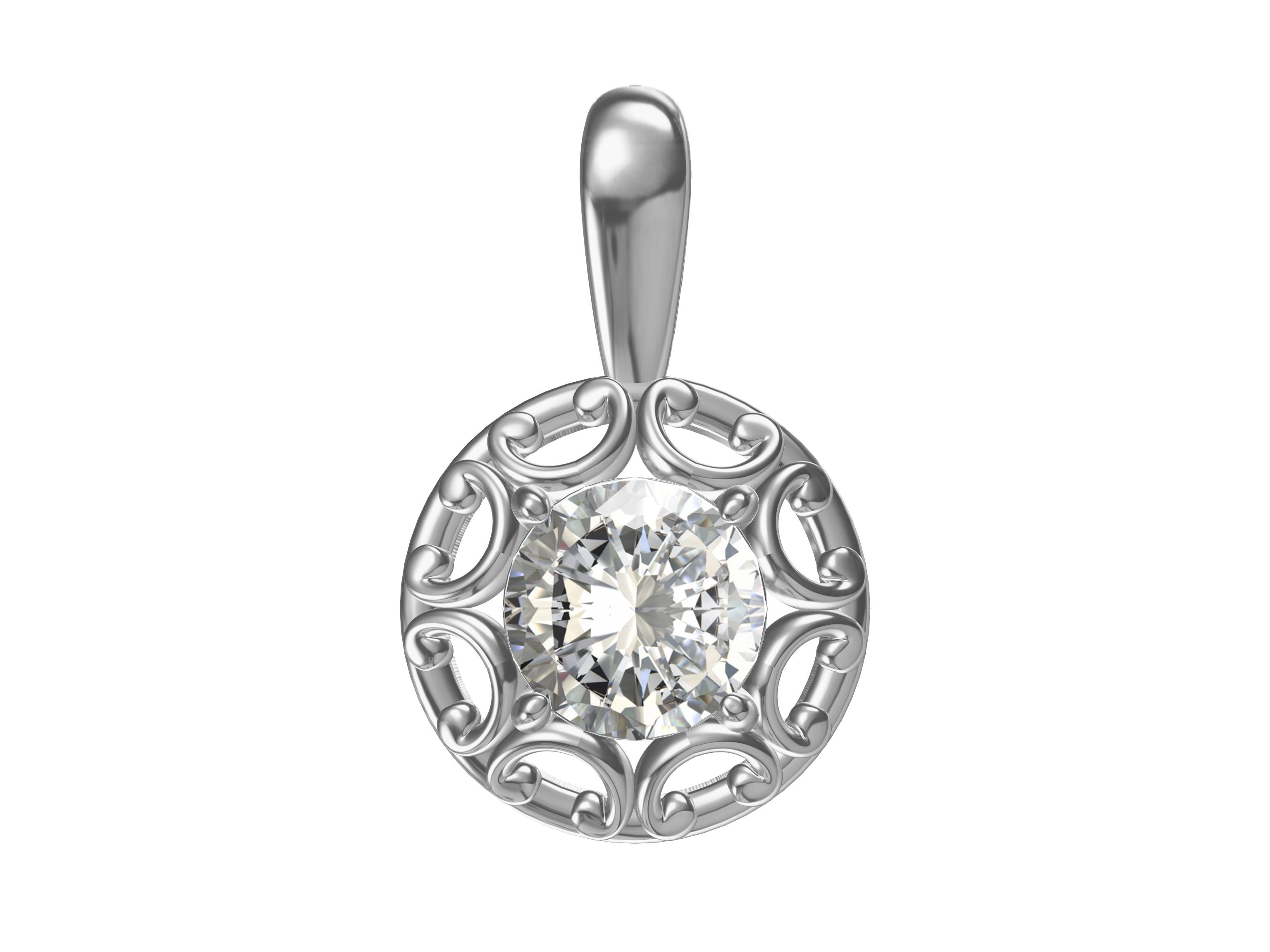 Solitaire with minimal design silver pendant