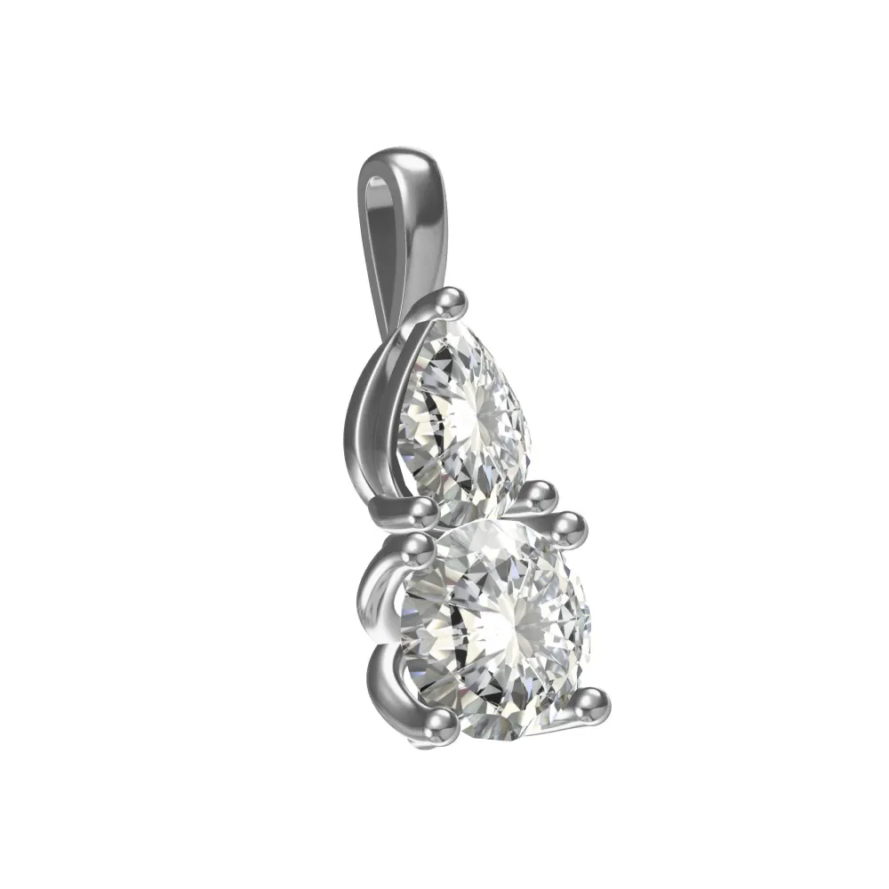 Dual beauty of pear & round silver pendant
