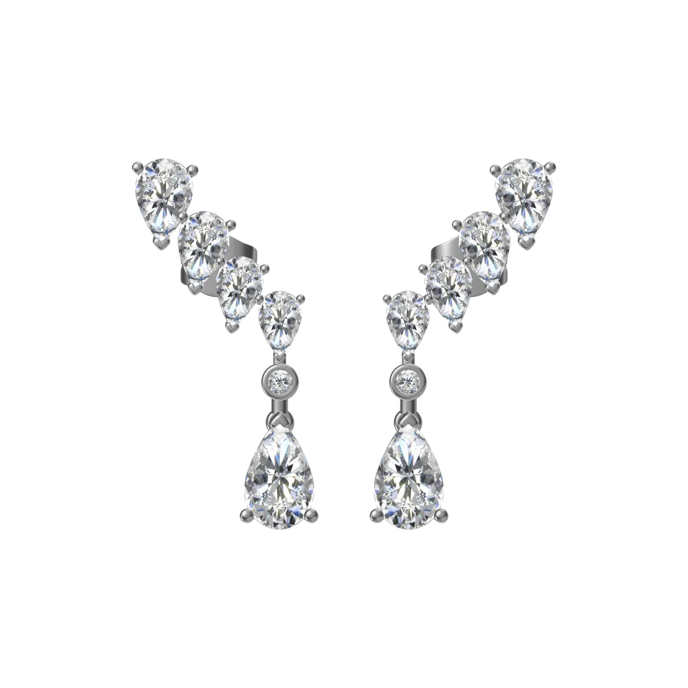 Silver diamond earrings