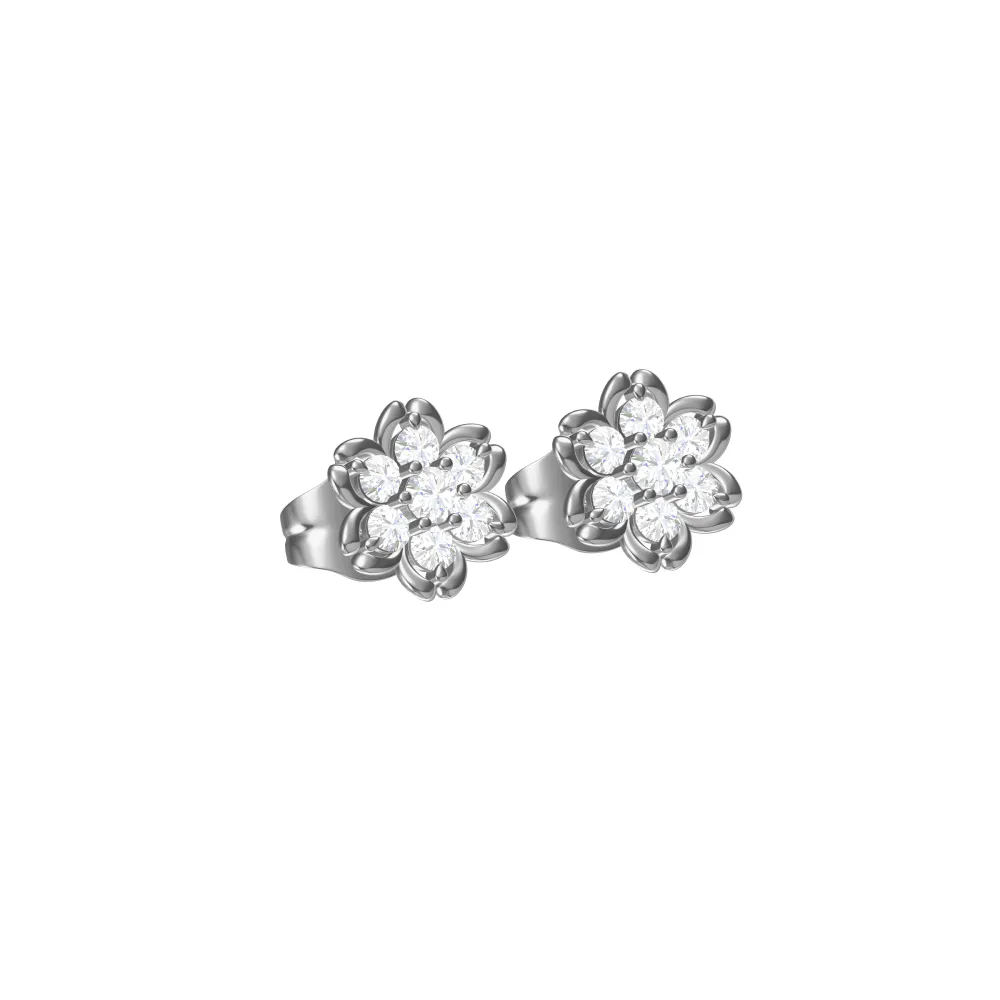 Beautiful flower silver stud earrings